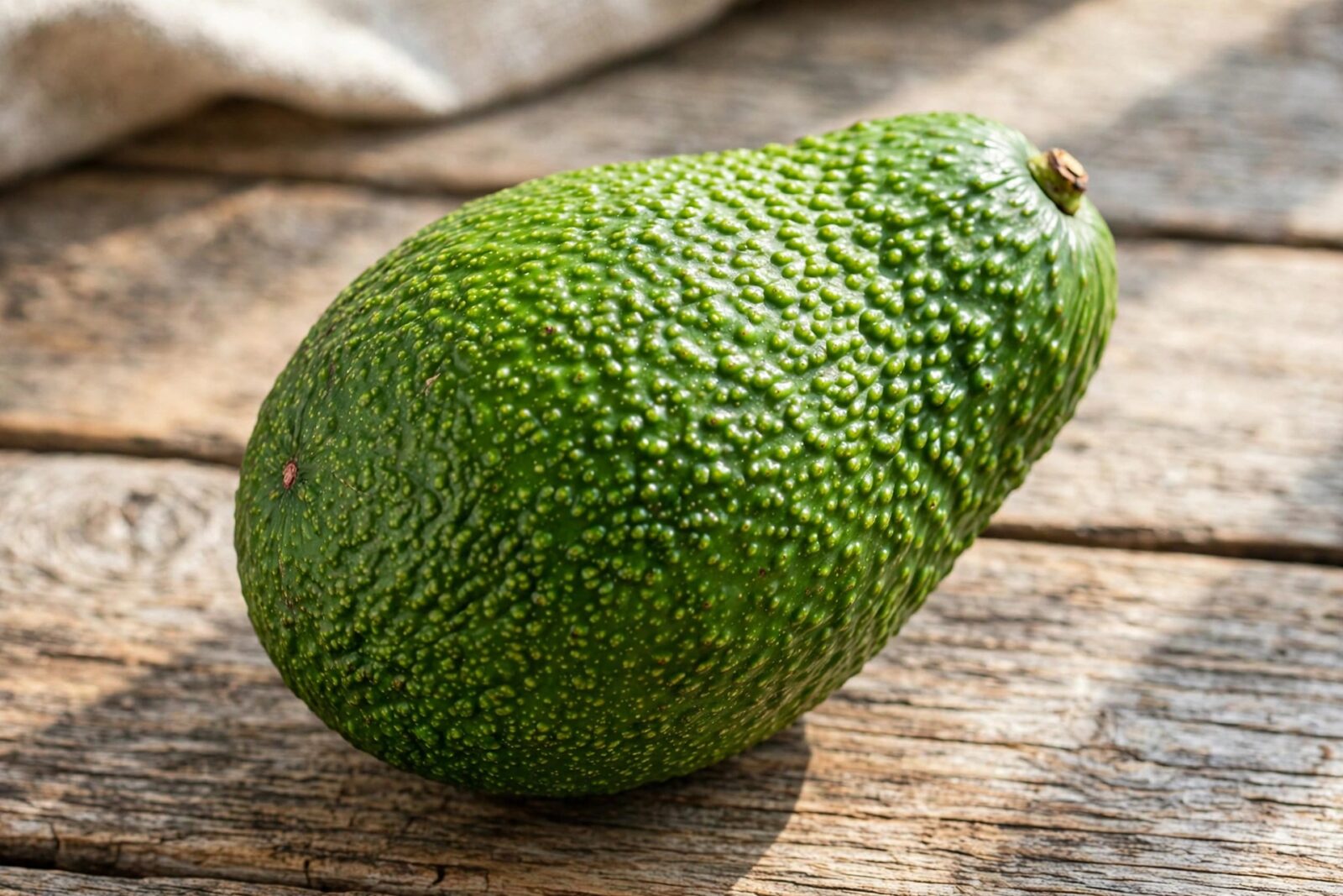 Avocado acerbo verde brillante con buccia dura